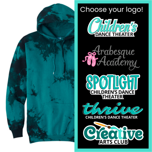 CDT Teal/Black Tie-Dyed Hoodie